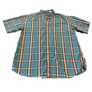 Eddie Bauer Plaid Short Sleeve Button Up Size Large
